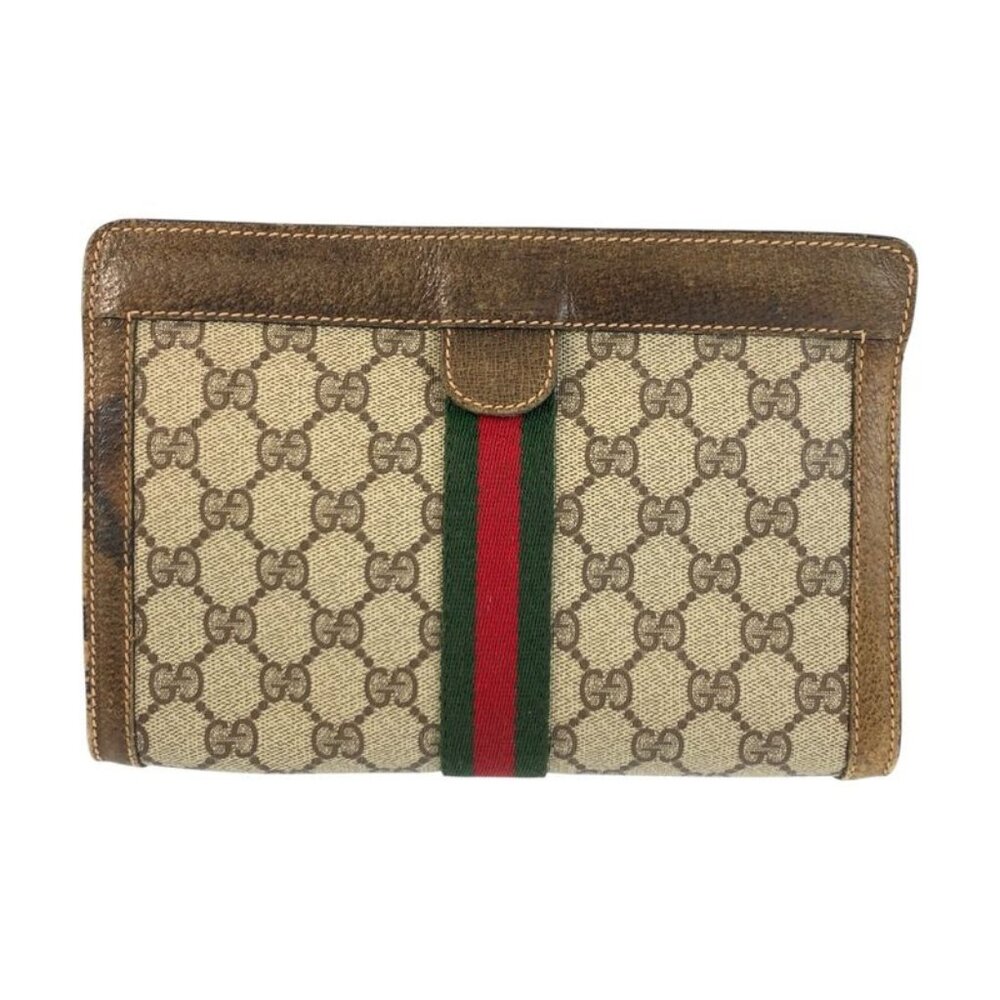 Gucci Vintage Sherry Clutch Beige Brown - Picture 1 of 9